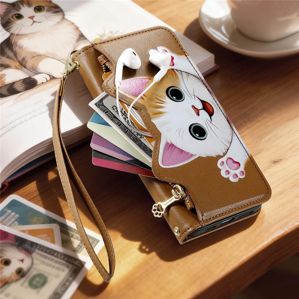 For Xiaomi 17T Pro Case Cute Cat Pattern PU Leather Wallet Phone Cover with Wrist Strap