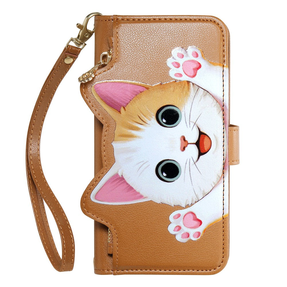 For Xiaomi 17T Pro Case Cute Cat Pattern PU Leather Wallet Phone Cover with Wrist Strap