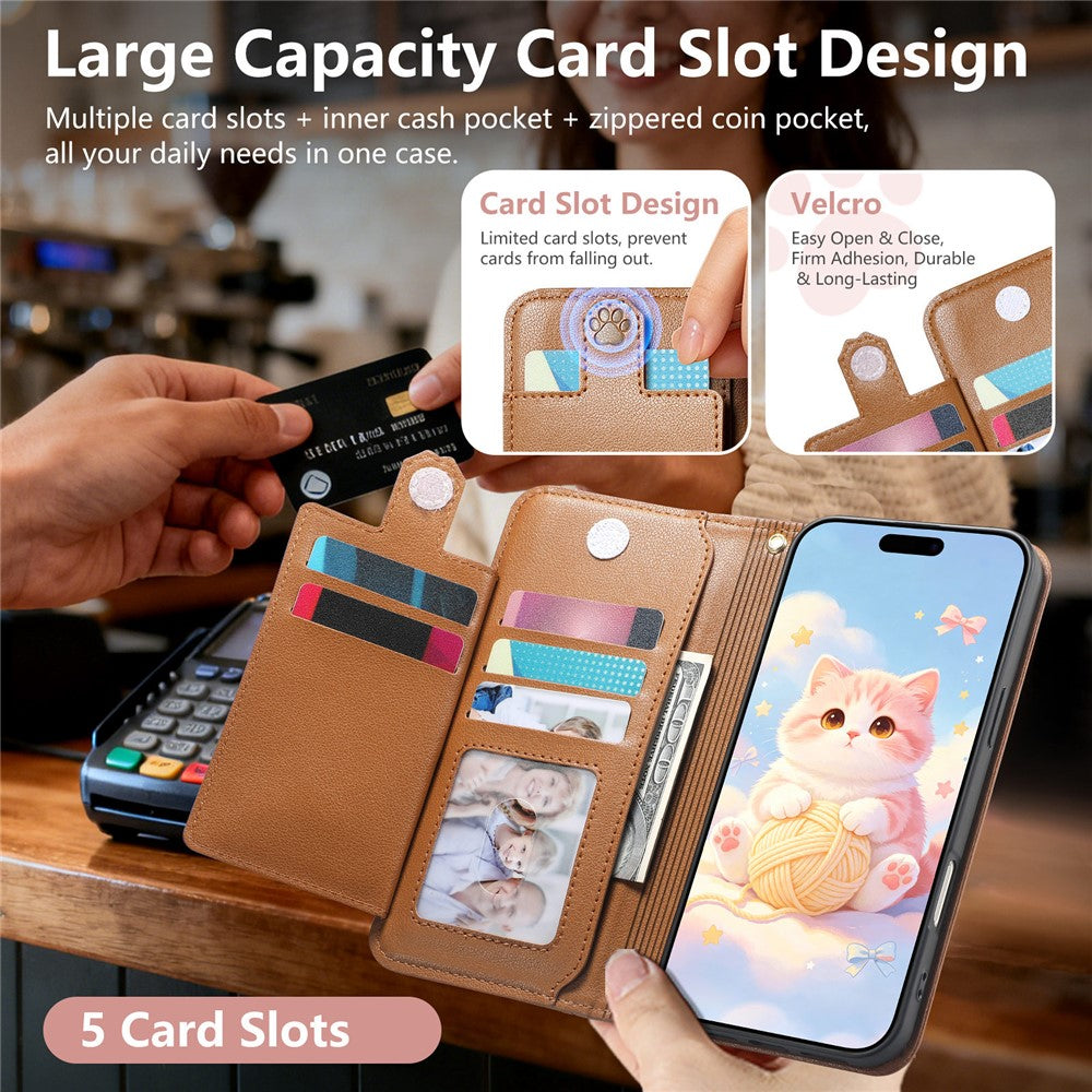 For Xiaomi 17T Pro Case Cute Cat Pattern PU Leather Wallet Phone Cover with Wrist Strap