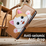 For Xiaomi 17T Pro Case Cute Cat Pattern PU Leather Wallet Phone Cover with Wrist Strap