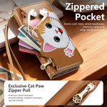 For Xiaomi 17T Pro Case Cute Cat Pattern PU Leather Wallet Phone Cover with Wrist Strap