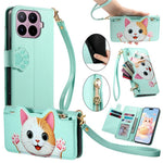 For Xiaomi 17T Pro Case Cute Cat Pattern PU Leather Wallet Phone Cover with Wrist Strap