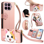For Xiaomi 17T Pro Case Cute Cat Pattern PU Leather Wallet Phone Cover with Wrist Strap