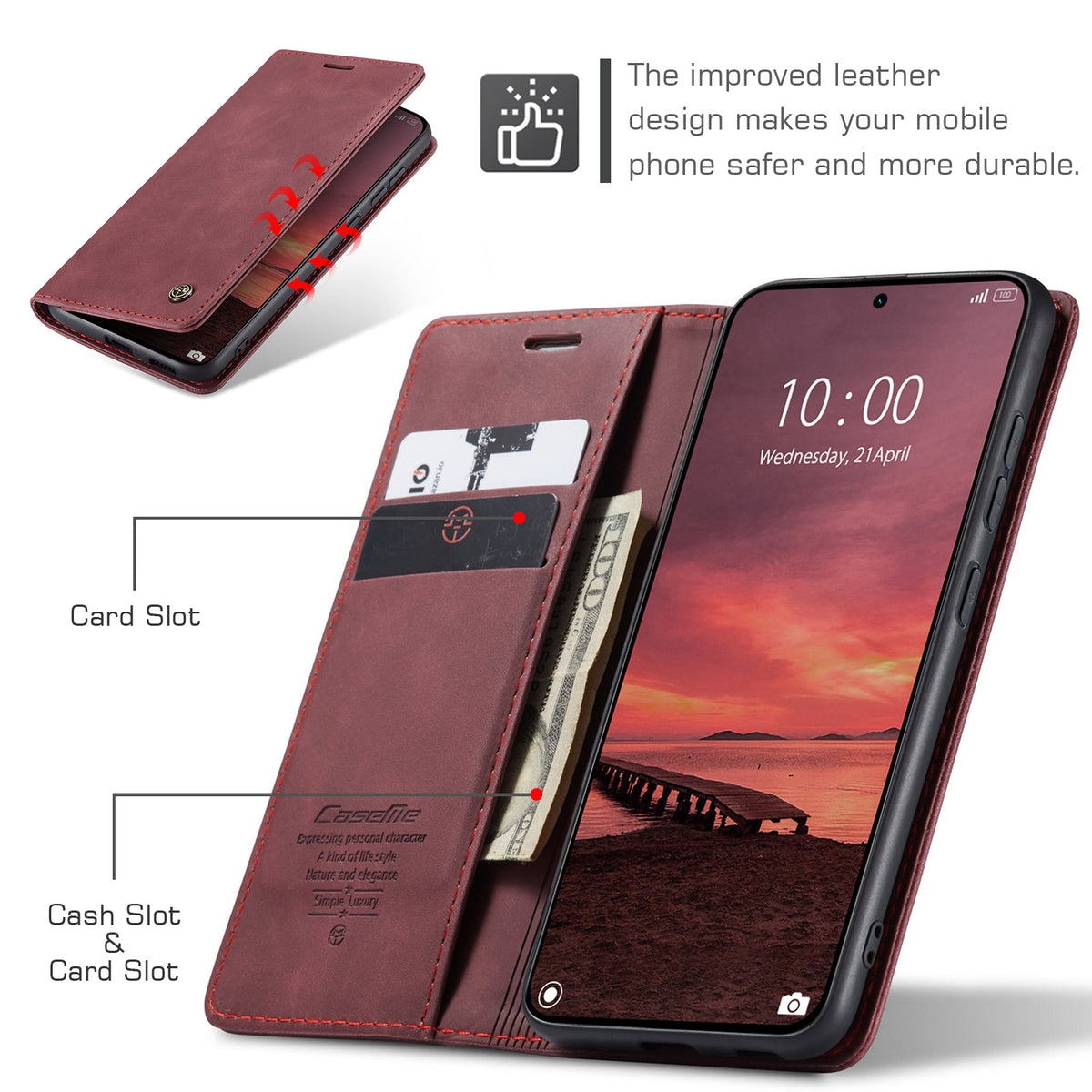 CASEME for Xiaomi 17T Wallet Case  013 Series PU Leather Phone Cover Stand