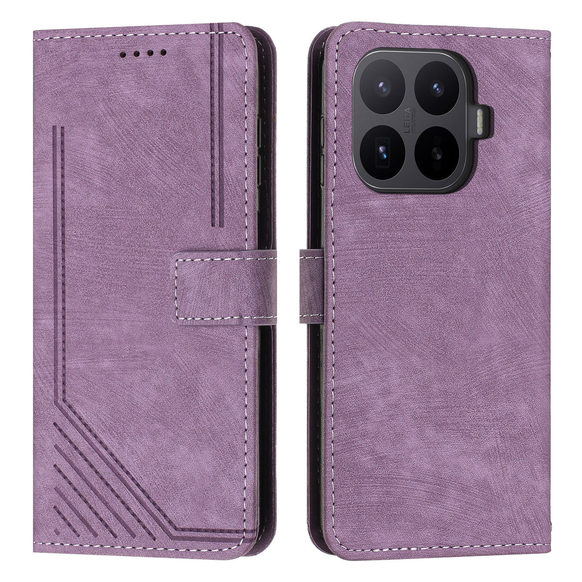 For Xiaomi 17T Pro Stand Case Imprinted Lines Leather Phone Cover