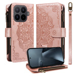 For Xiaomi 17T Pro Wallet Case 9 Card Slots RFID Blocking Mandala Embossed Leather Flip Cover with Wrist Strap
