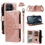 For Xiaomi 17T Pro Wallet Case 9 Card Slots RFID Blocking Mandala Embossed Leather Flip Cover with Wrist Strap