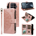 For Xiaomi 17T Pro Wallet Case 9 Card Slots RFID Blocking Mandala Embossed Leather Flip Cover with Wrist Strap