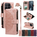 For Xiaomi 17T Pro Wallet Case 9 Card Slots RFID Blocking Mandala Embossed Leather Flip Cover with Wrist Strap