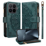 For Xiaomi 17T Pro Wallet Case 9 Card Slots RFID Blocking Mandala Embossed Leather Flip Cover with Wrist Strap