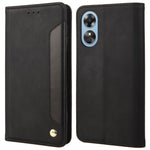 Oppo A17 4G / A17k 4G mobilskal Färgskarvning Skin-touch PU-läder Magnetiskt Auto-Stängande Stativ Plånboksfodral