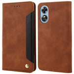 Oppo A17 4G / A17k 4G mobilskal Färgskarvning Skin-touch PU-läder Magnetiskt Auto-Stängande Stativ Plånboksfodral