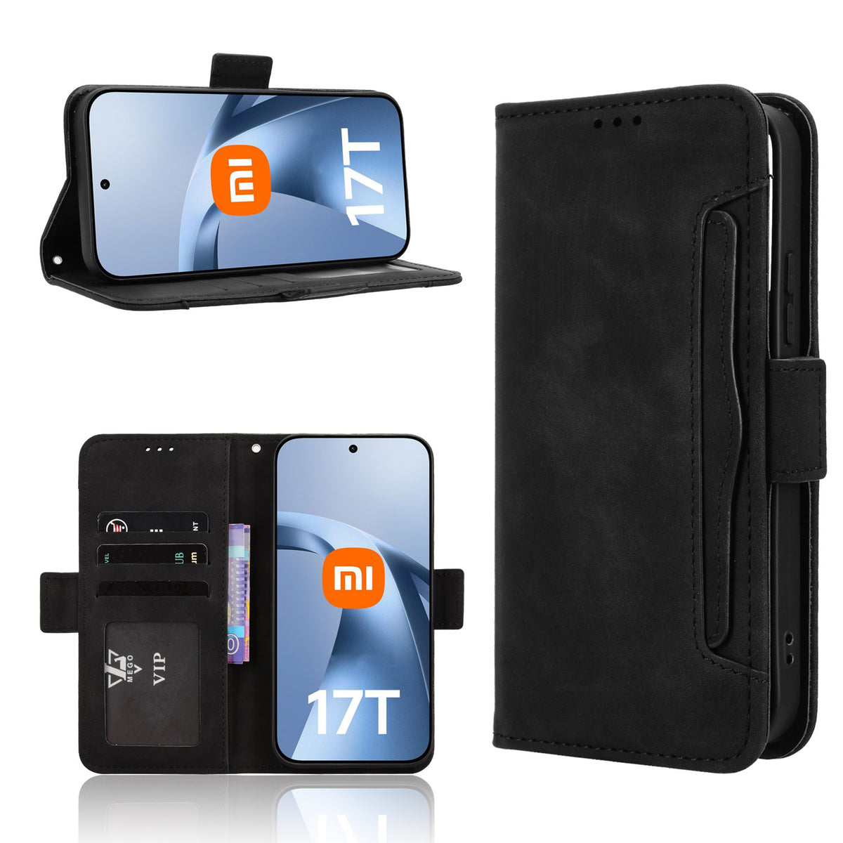 For Xiaomi 17T Pro Leather Case Phone Wallet Cover with Multiple Card Slots