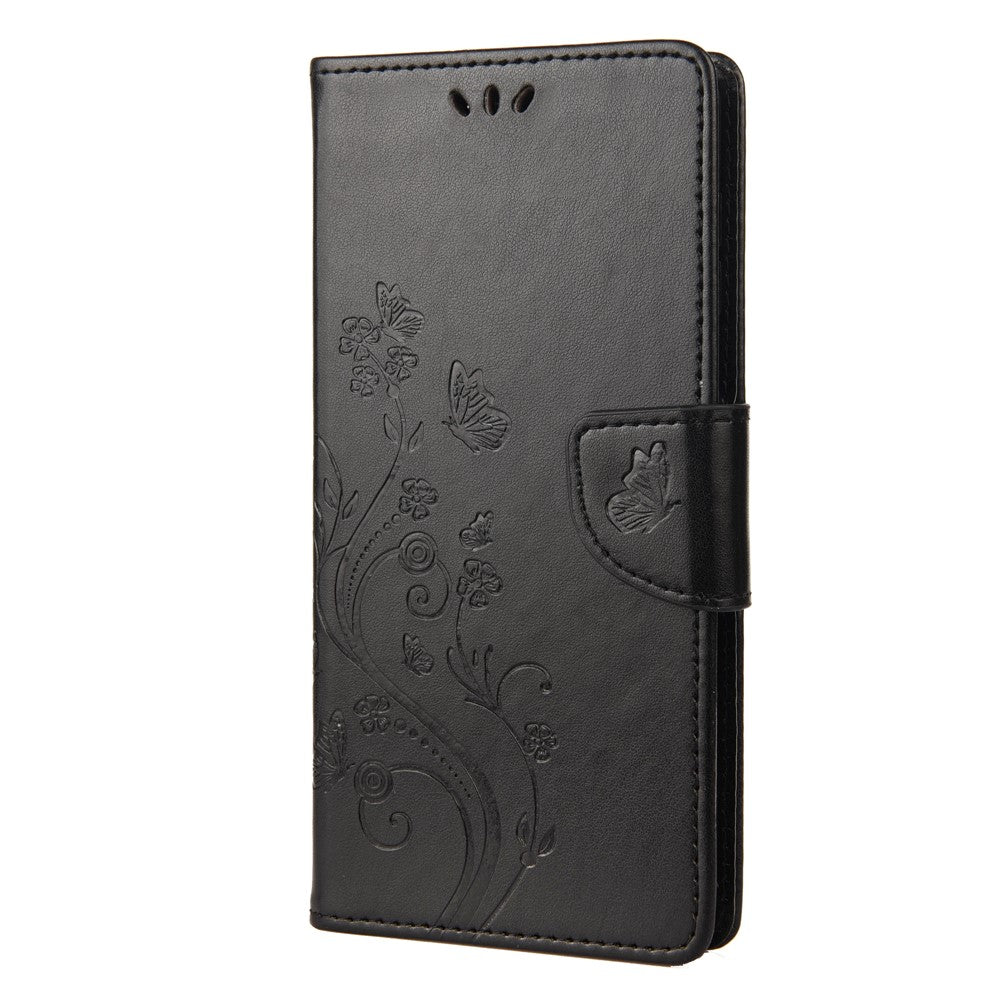For Oppo A17 4G / A17k 4G Anti-drop Flower Butterfly Imprinted Protective Cover PU Leather Phone Wallet Stand Case