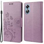 For Oppo A17 4G / A17k 4G Anti-drop Flower Butterfly Imprinted Protective Cover PU Leather Phone Wallet Stand Case