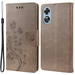 For Oppo A17 4G / A17k 4G Anti-drop Flower Butterfly Imprinted Protective Cover PU Leather Phone Wallet Stand Case