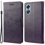 For Oppo A17 4G / A17k 4G Anti-drop Flower Butterfly Imprinted Protective Cover PU Leather Phone Wallet Stand Case