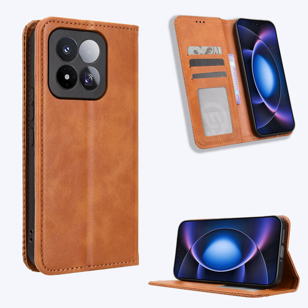 For Xiaomi 17 Max Leather Case Wallet Stand Retro Texture Phone Cover