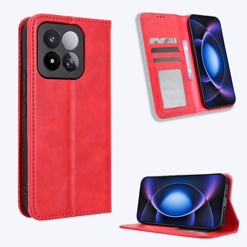 For Xiaomi 17 Max Leather Case Wallet Stand Retro Texture Phone Cover