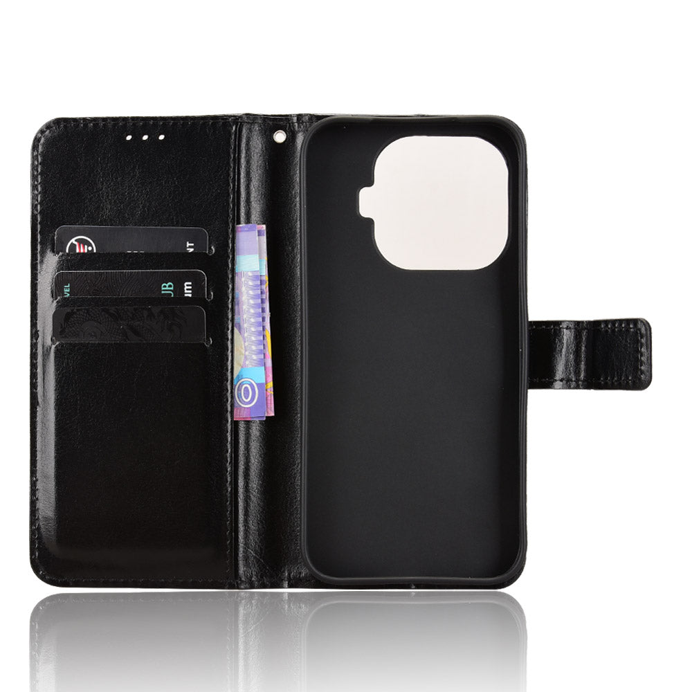 For Xiaomi 17T Pro PU Leather Case with Strap Crazy Horse Texture Phone Wallet Cover