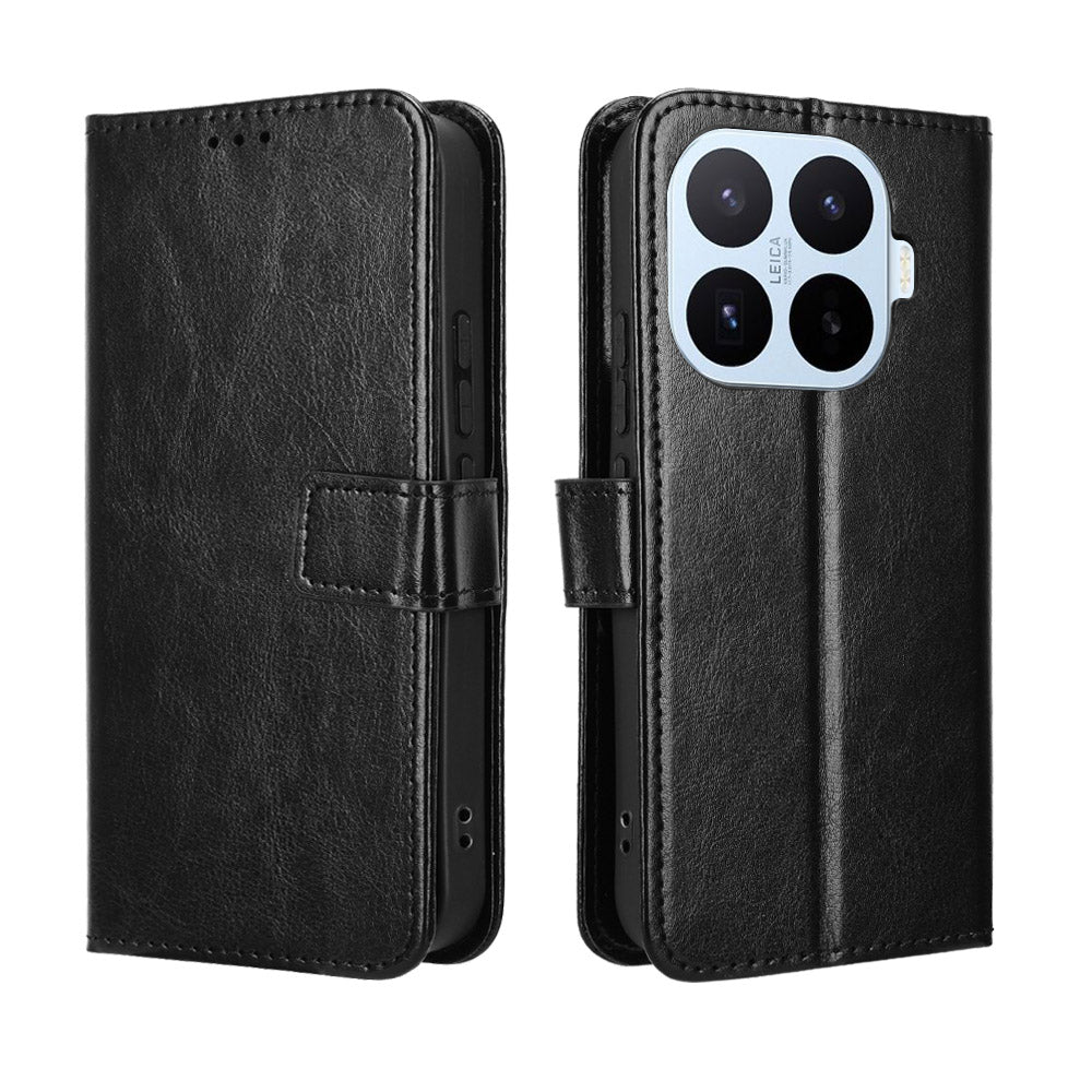 For Xiaomi 17T Pro PU Leather Case with Strap Crazy Horse Texture Phone Wallet Cover