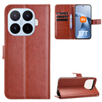 For Xiaomi 17T Pro PU Leather Case with Strap Crazy Horse Texture Phone Wallet Cover