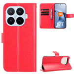 For Xiaomi 17T Pro PU Leather Case with Strap Crazy Horse Texture Phone Wallet Cover
