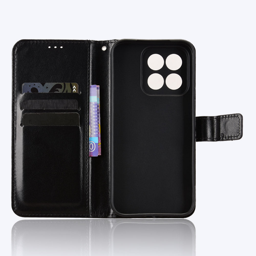 For Xiaomi 17 Max PU Leather Case with Strap Crazy Horse Texture Phone Wallet Cover