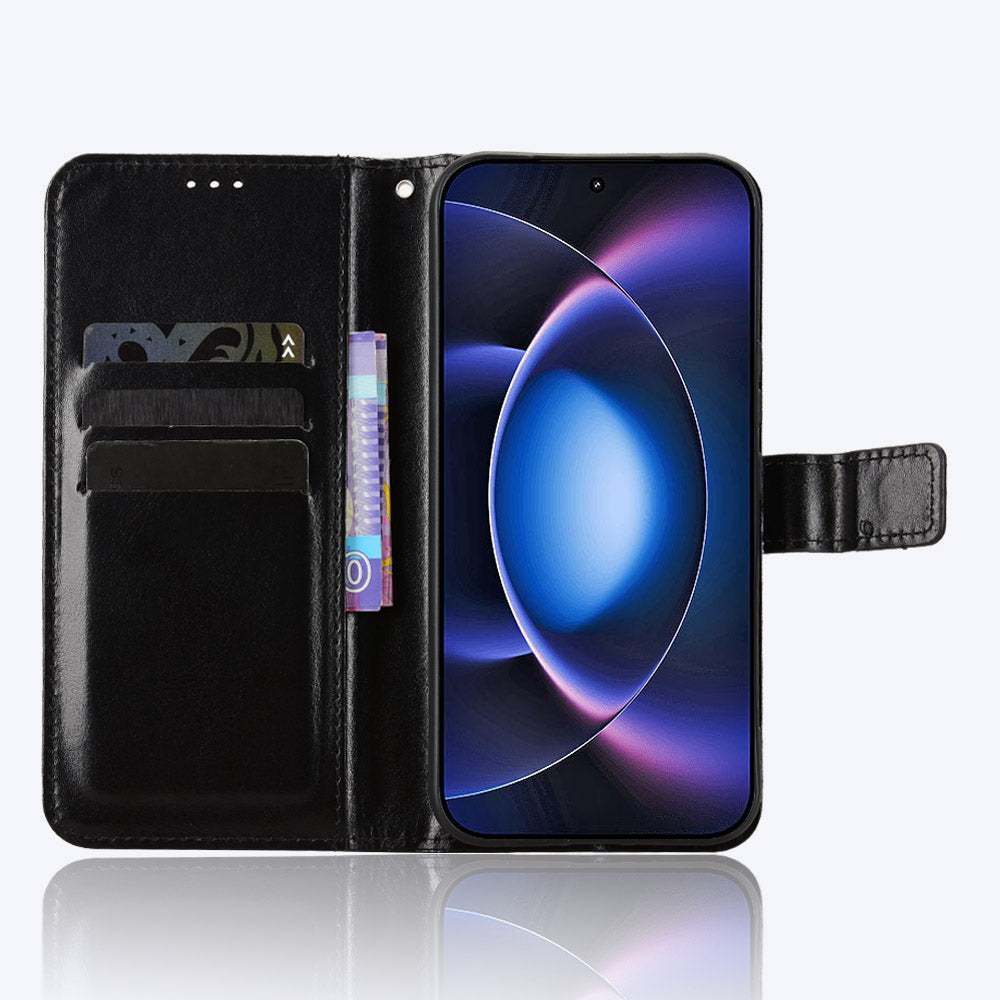 For Xiaomi 17 Max PU Leather Case with Strap Crazy Horse Texture Phone Wallet Cover