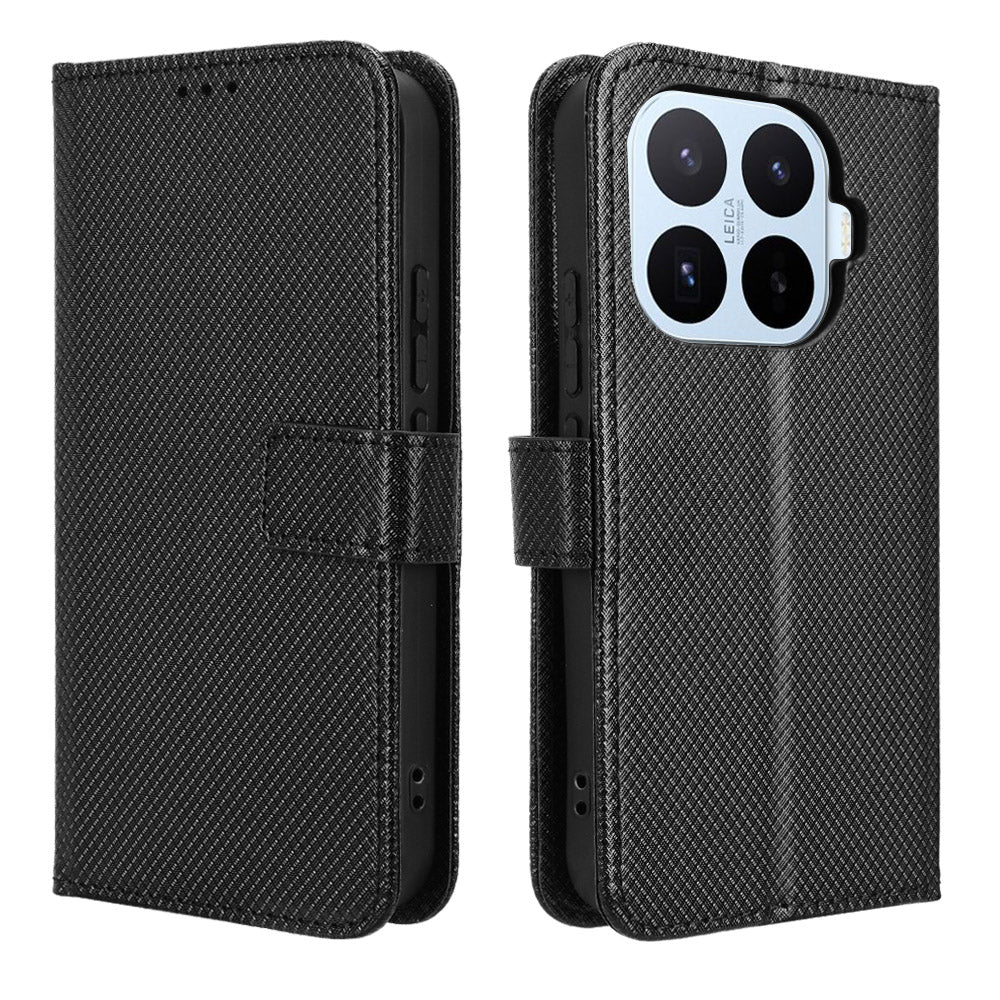 For Xiaomi 17T Pro Leather Wallet Case with Strap Diamond Texture Phone Cover