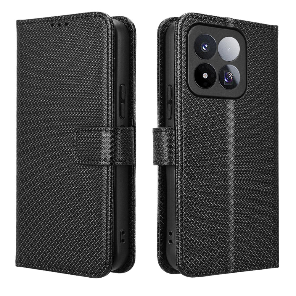 For Xiaomi 17 Max Leather Wallet Case with Strap Diamond Texture Phone Cover