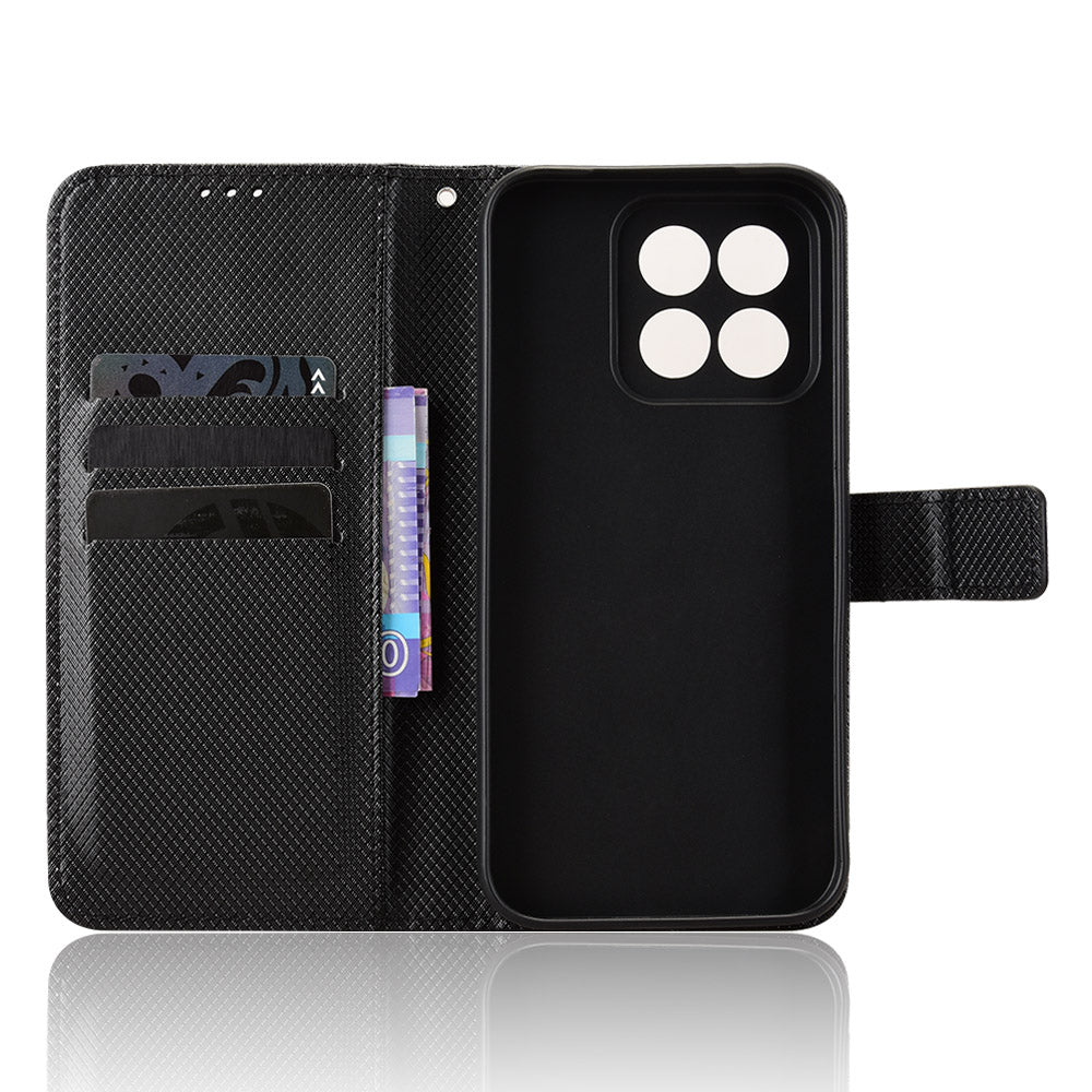 For Xiaomi 17 Max Leather Wallet Case with Strap Diamond Texture Phone Cover