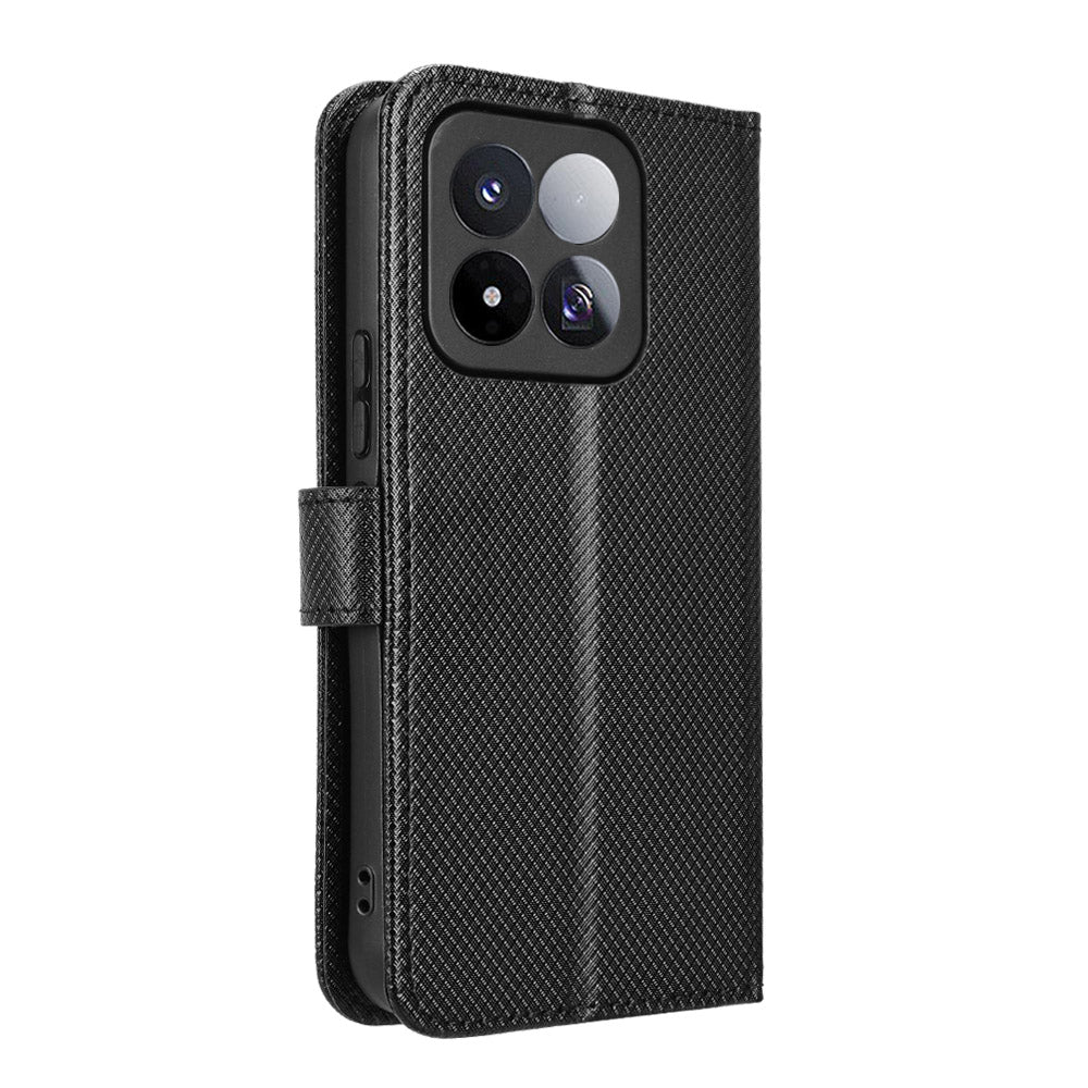 For Xiaomi 17 Max Leather Wallet Case with Strap Diamond Texture Phone Cover