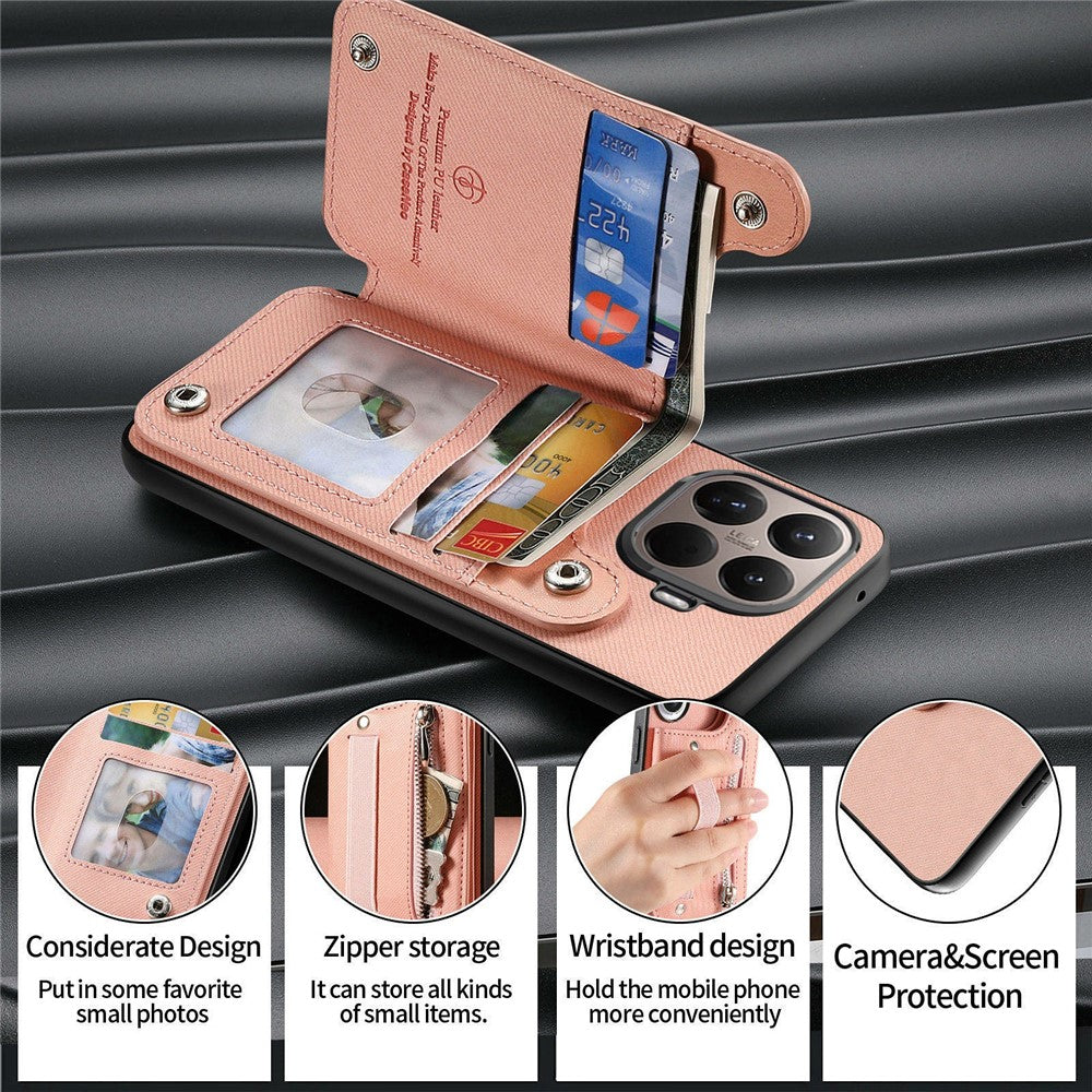 For Xiaomi 17T Case RFID Blocking Card Holder Jeans Cloth Texture Leather Back Cover with Elastic Wristband