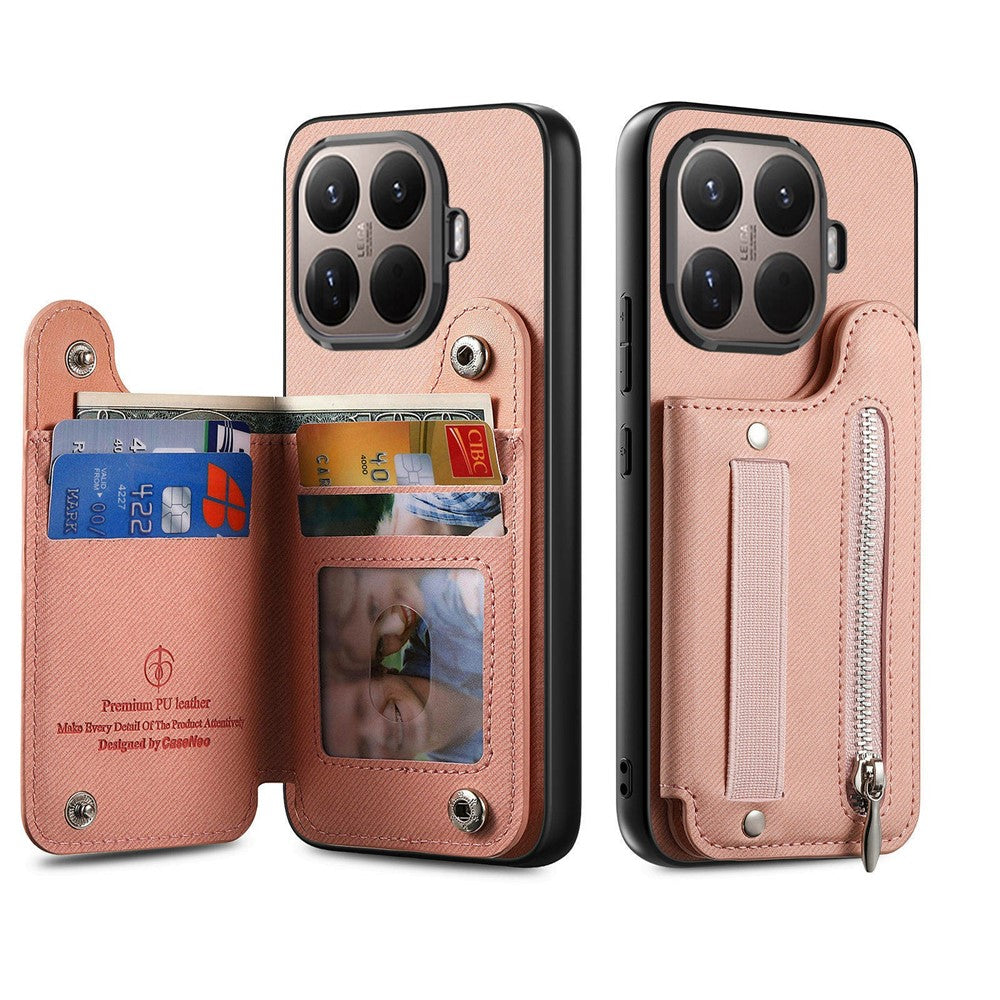 For Xiaomi 17T Case RFID Blocking Card Holder Jeans Cloth Texture Leather Back Cover with Elastic Wristband