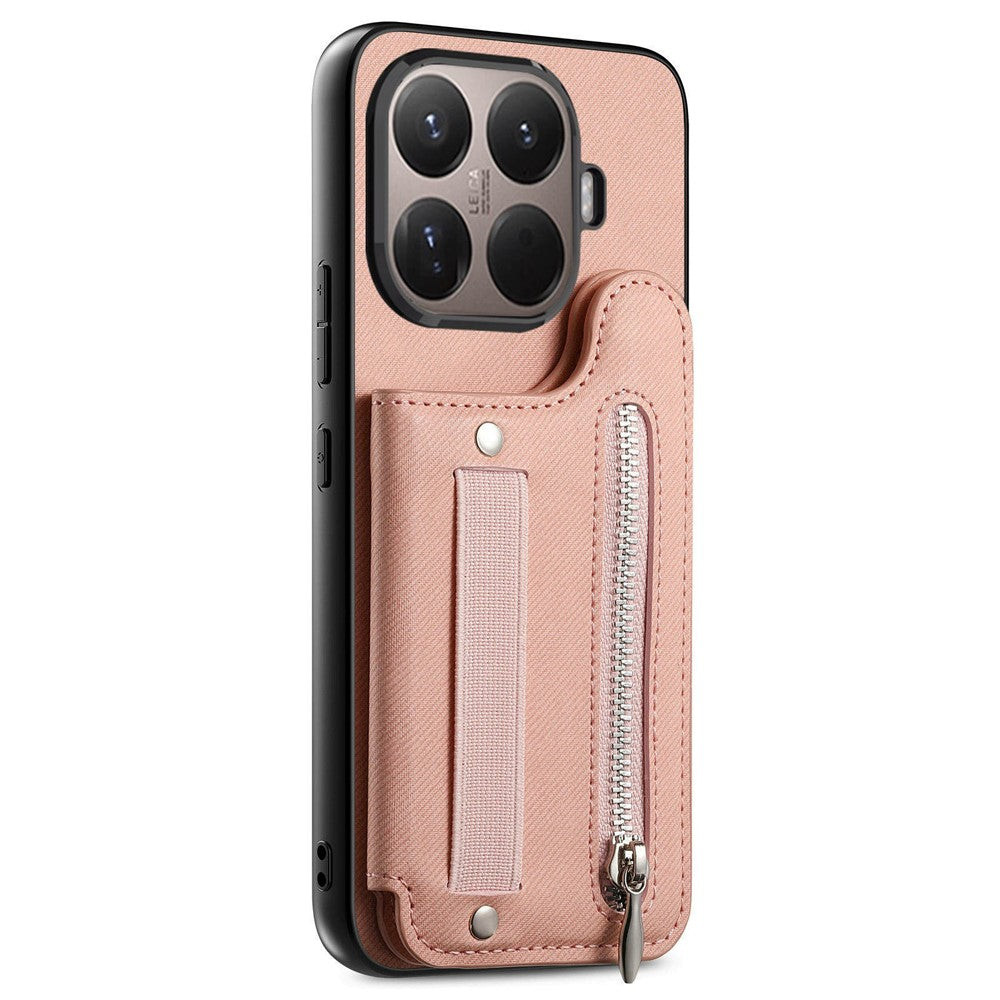 For Xiaomi 17T Case RFID Blocking Card Holder Jeans Cloth Texture Leather Back Cover with Elastic Wristband