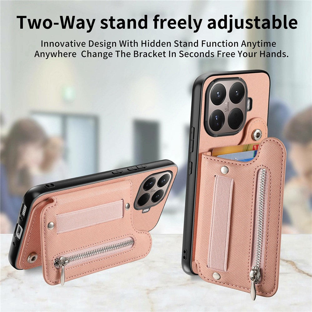 For Xiaomi 17T Case RFID Blocking Card Holder Jeans Cloth Texture Leather Back Cover with Elastic Wristband