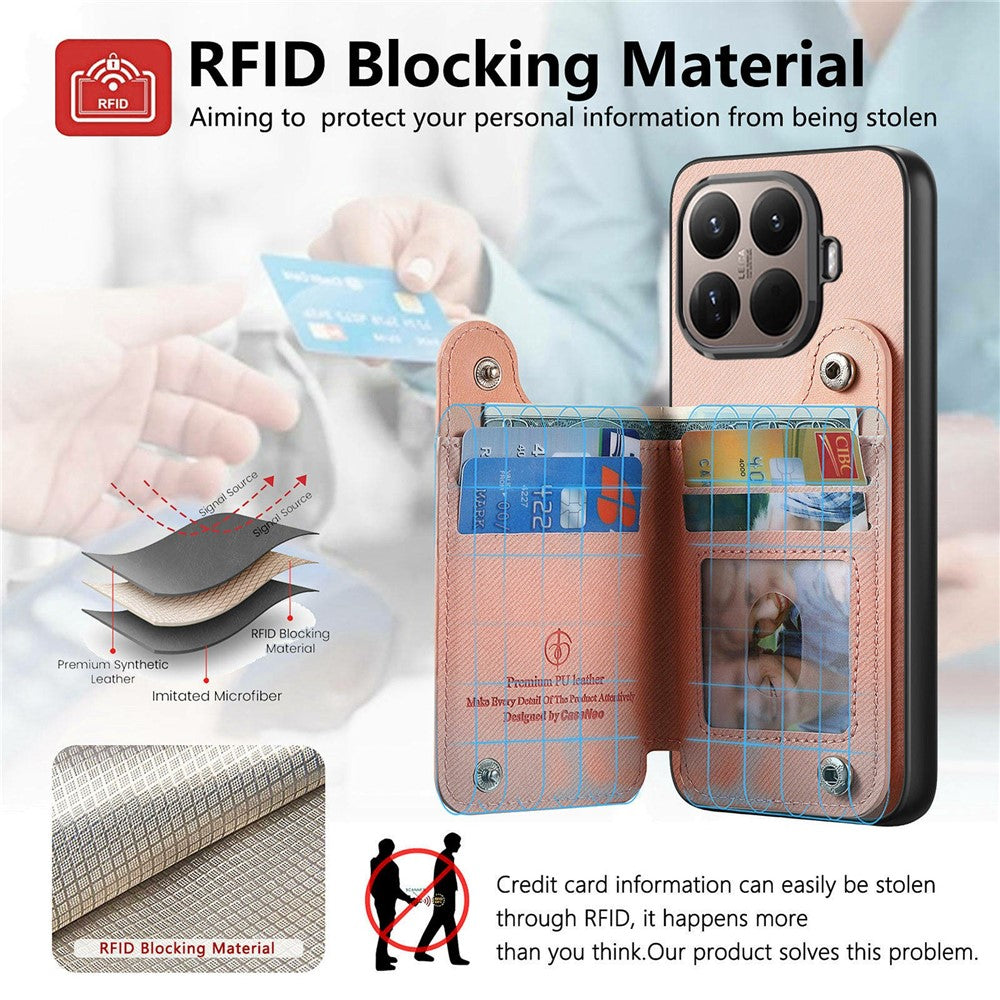 For Xiaomi 17T Case RFID Blocking Card Holder Jeans Cloth Texture Leather Back Cover with Elastic Wristband