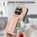 For Xiaomi 17T Case RFID Blocking Card Holder Jeans Cloth Texture Leather Back Cover with Elastic Wristband