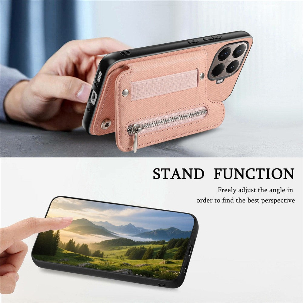 For Xiaomi 17T Pro Case RFID Blocking Card Holder Jeans Cloth Texture Leather Back Cover with Elastic Wristband