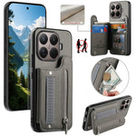 For Xiaomi 17T Pro Case RFID Blocking Card Holder Jeans Cloth Texture Leather Back Cover with Elastic Wristband