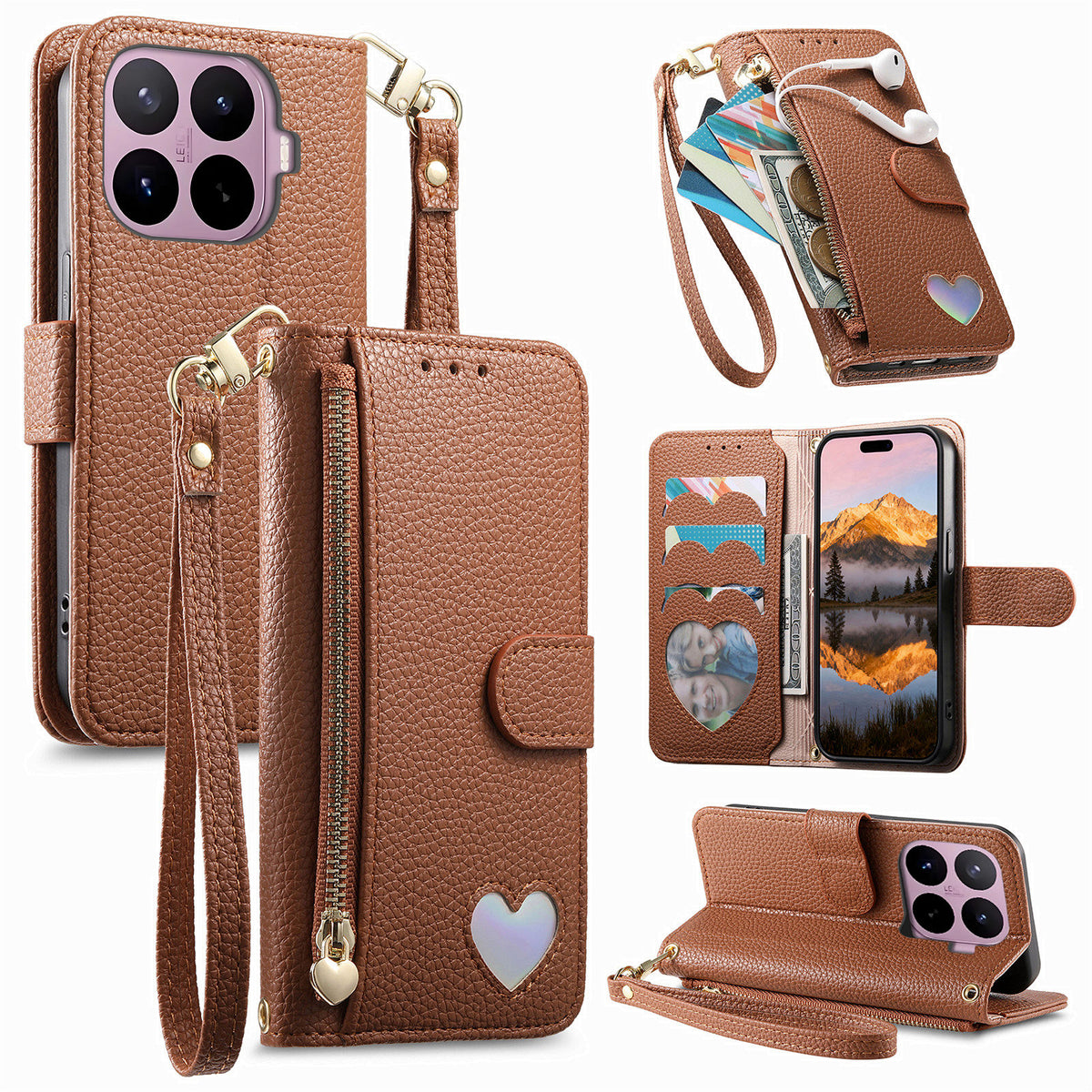 For Xiaomi 17T Case Zipper Pocket  TPU PU Leather Wallet Phone Cover with Strap