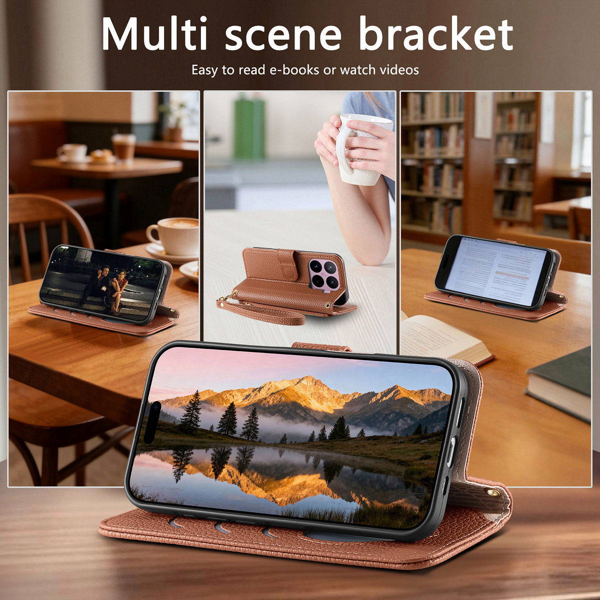 Xiaomi 17T-etui med lynlås og lomme, TPU- og PU-læderetui med rem
