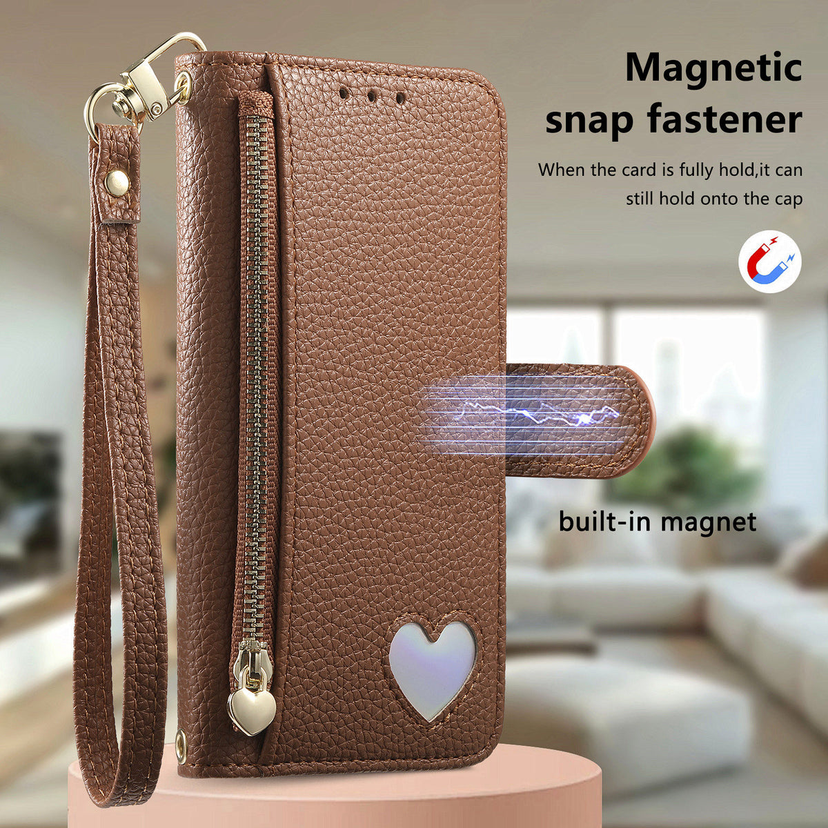 Xiaomi 17T-etui med lynlås og lomme, TPU- og PU-læderetui med rem