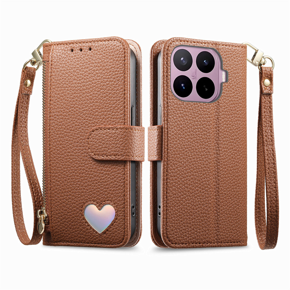 For Xiaomi 17T Case Zipper Pocket  TPU PU Leather Wallet Phone Cover with Strap