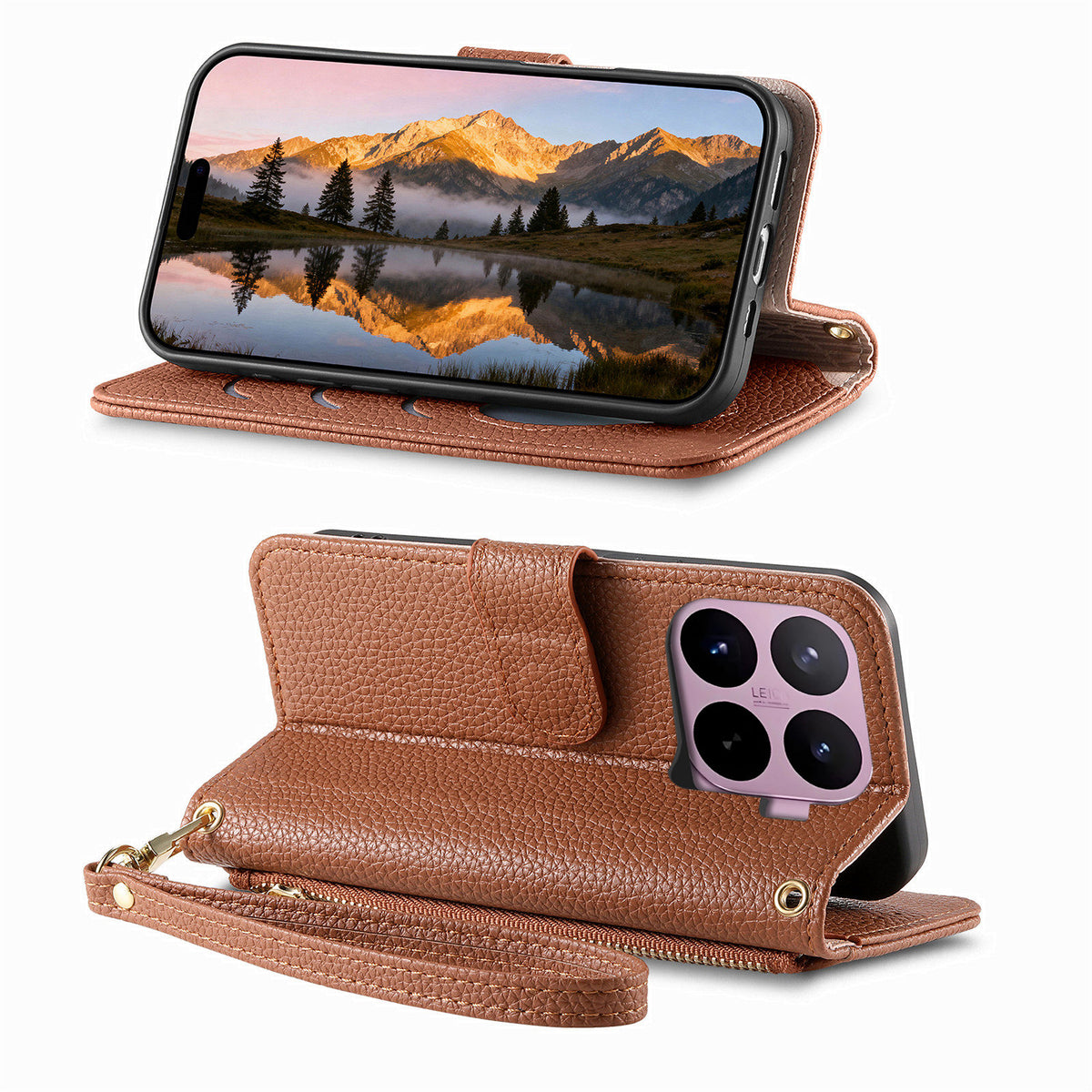 For Xiaomi 17T Case Zipper Pocket  TPU PU Leather Wallet Phone Cover with Strap