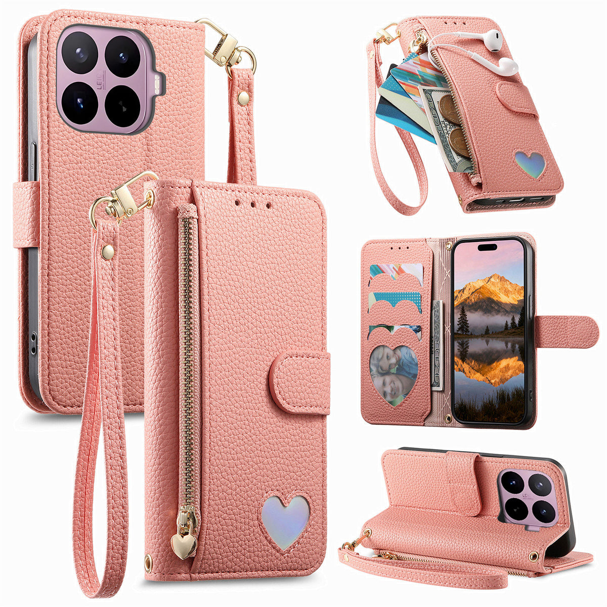 For Xiaomi 17T Case Zipper Pocket  TPU PU Leather Wallet Phone Cover with Strap