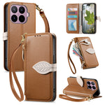 For Xiaomi 17T Stand Case Leaf Shape Magnetic Clasp Leather Phone Cover with Hand Strap