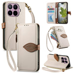 For Xiaomi 17T Stand Case Leaf Shape Magnetic Clasp Leather Phone Cover with Hand Strap
