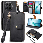 For Xiaomi 17T Pro Case RFID Blocking Zipper Pocket Leather Wallet Phone Cover with Strap